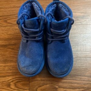 UGG Kids Navy Blue Suede Lace-Up Boots